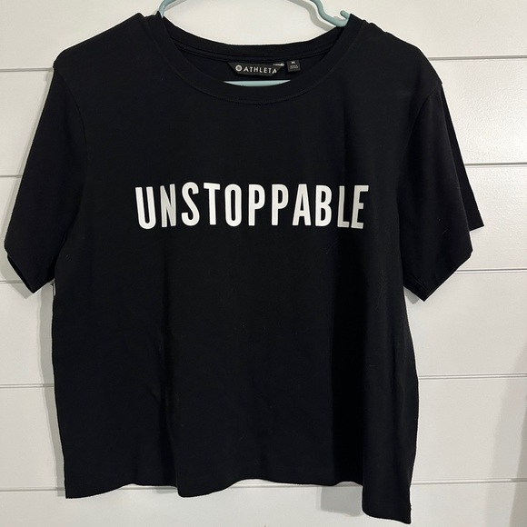 Athleta Tops - Athleta Women’s Short Sleeve Cropped T-Shirt Medium Black Unstoppable